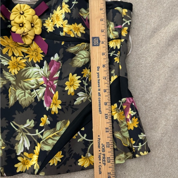 Karen Millen Floral Jacquard Paneled Purple Yellow Top Size 8 Crop Top - Picture 7 of 9
